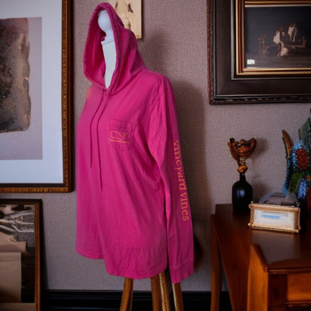 VINEYARD VINES (MED) Pink Long Sleeve Hooded Cotton Top - Picture 2 of 8
